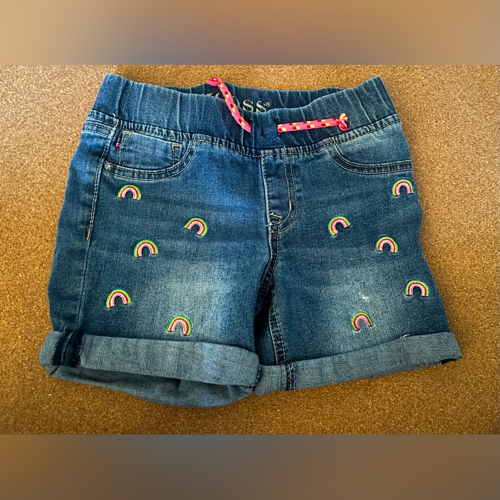 Vigoss Kids' Blue Denim Shorts With Rainbow Accents